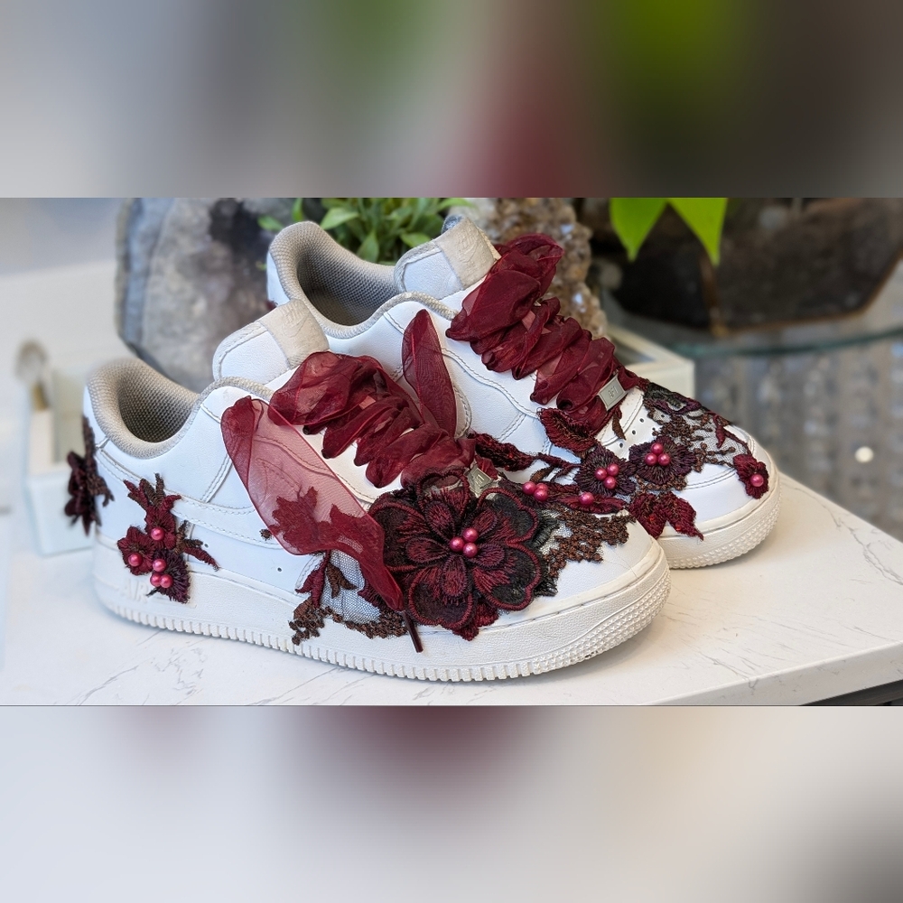 Custom Lace Accent Nike Women Air Force 1 Shoes Sneakers sz9.5